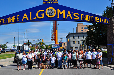 "Algoma's Friendliest City" archway in downtown Sault Ste. Marie