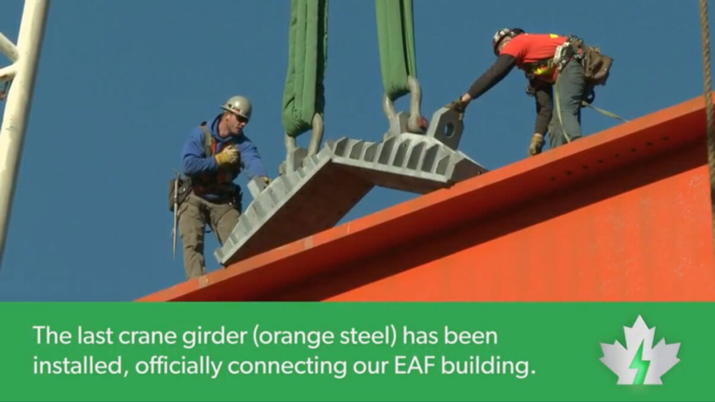 The last crane girder (orange steel) has been installed, officially connecting our EAF building.
